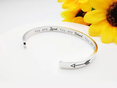 Vista 170 de Pulseras inspiradoras para mujer, joyería de acero inoxidable, con refranes, pulsera motivacional con mensaje oculto, pulseras grabadas para mejor
