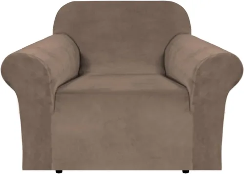 Vista 17 de H.VERSAILTEX Fundas de terciopelo elástico para sofá de dos plazas, fundas para sofá de 2 cojines para sala de estar, fundas deslizables con correas