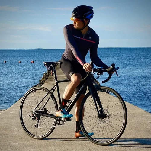 Vista 70 de Santic - Camiseta de ciclismo para hombre, manga larga, reflejante, cremallera completa, con bolsillos