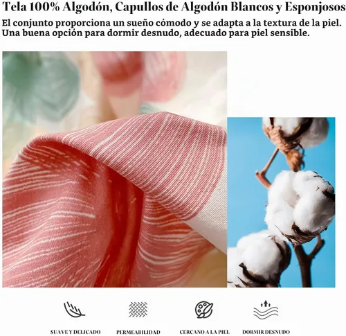 Vista 3 de juego de funda de edredón de 4 piezas - 100 % algodón, juego de funda de edredón de confort, incluye una funda de edredón, una sábana bajera