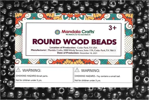 Vista 111 de Mandala Crafts - 2000 cuentas de madera redondas pequeñas de 6 mm para manualidades, suministros de macramé - cuentas de madera natural negra sin