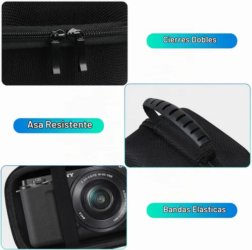 Vista 3 de BOVKE Funda de transporte de viaje compatible con Sony Alpha ZV-E10 – APS-C cámara digital de vlog sin espejo con lente intercambiable