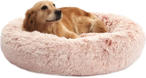 Vista 16 de Bedfolks Cama calmante en forma de dona, camas redondas y esponjosas de 23 pulgadas para perros pequeños, lavable a máquina, antiansiedad, cama