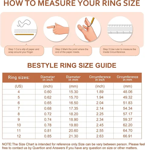 Vista 6 de Bestyle Anillos entrelazados para mujeres y niñas, anillos cruzados apilables de acero inoxidable en tono plataorooro rosanegro, anillo de promesa