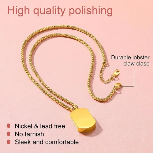 Vista 112 de FindChic Collares personalizados con urna para cenizas, barra vertical, gato, luna, reloj de arena, garra de perro, acero inoxidable, chapado en oro