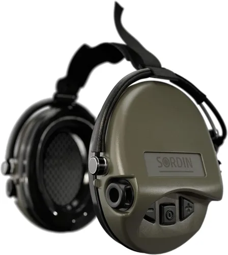 Vista 8 de Sordin MIL AUX Ear Muffs - Active and Electronic Military Ear Defenders w/Neckband - Tactical Earmuffs Negro