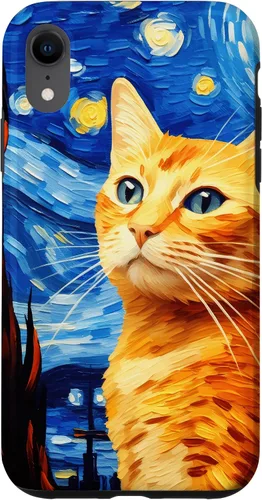 Vista 25 de Orange Tabby Cat Starry Night Vincent Van Gogh - Carcasa para iPhone 17