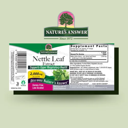 Vista 2 de Nature 's Respuesta Nettle Leaf con orgánico Alcohol, 2-fluid onzas