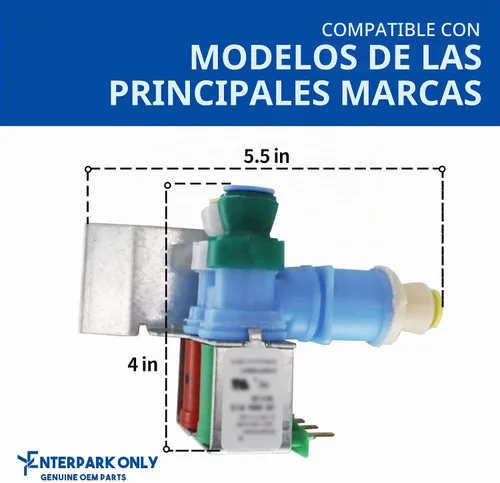 Vista 2 de Enterpark IMV-708 W10408179 4389177 (versión original) para Whirlpool Kitchenaid Kenmore Refrigerador Kitchenaid Válvula de agua para refrigerador