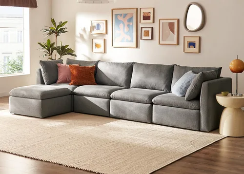 Vista 14 de mopio Sofá Seccional Modular de Gran Tamaño con Fundas Completamente Extraíbles y Almacenamiento, Convertible en Forma de U, en Forma de L
