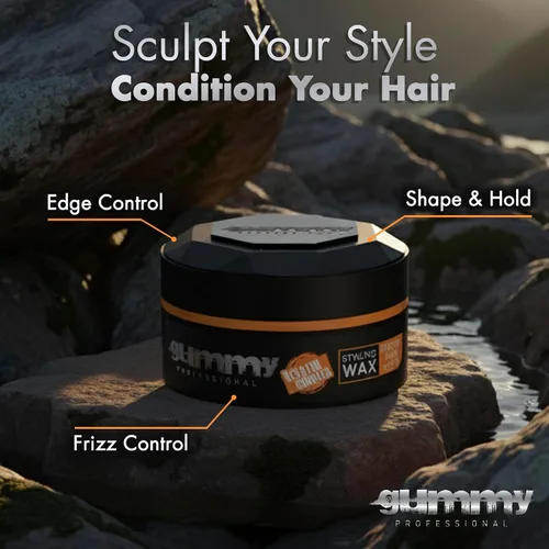 Vista 5 de Gummy Professional Bright Max Hold - Cera para peinar el cabello con complejo de queratina, acabado de alto brillo de fijación extra para espalda