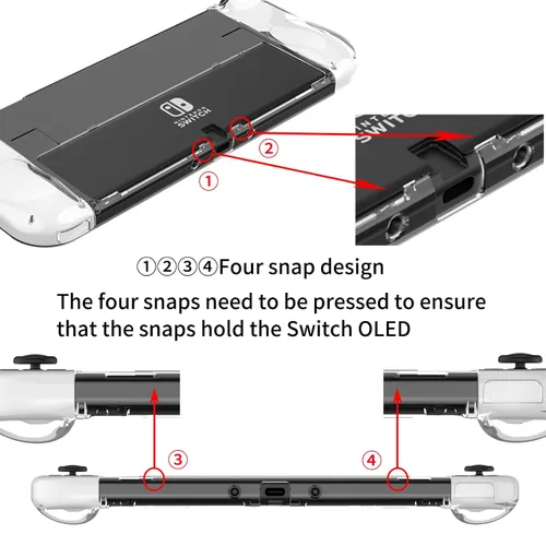 Vista 4 de Teyomi Dockable Case Compatible with Nintendo Switch OLED Model 2021, Soft TPU Joy-Con Cover and Hard PC Protective Case Cover with 6pcs Silicone