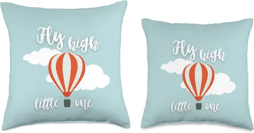Vista 3 de Fearless Fly High Little One Cute Decor Baby & Kids - Almohada de globo de aire caliente, 16.0 x 16.0 in, multicolor