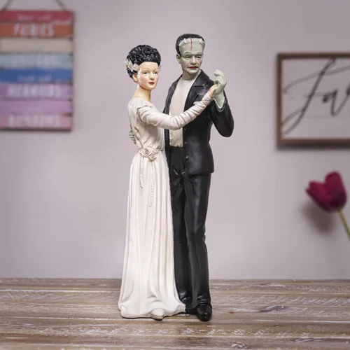 Vista 6 de Pacific Giftware Frank and Bride Dancing Figurine, estatua gótica coleccionable de Frankenstein, 5.25 x 5 x 12 pulgadas