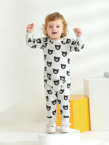 Vista 22 de Ropa de bebé niño niño manga larga con estampado de oso + pantalones deportivos