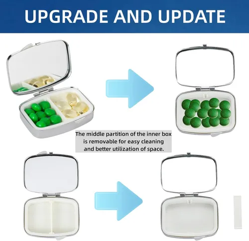 Vista 2 de Pequeño y lindo organizador de píldoras, pastillero de viaje para bolso, diario, caja de medicina, contenedor de bolsillo, organizador de vitaminas