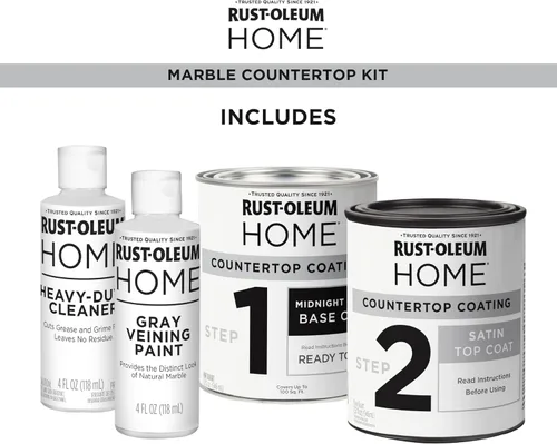 Vista 7 de Rust-Oleum 369548 - Kit de revestimiento para encimera de mármol para el hogar, 72 onzas líquidas, negro