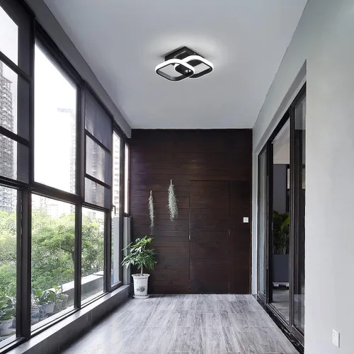 Vista 8 de Lámpara de techo LED moderna, 9 pulgadas, cuadrada, 6500 K, blanco frío, negro, mini lámpara de techo para pasillo, dormitorio, cocina, balcón