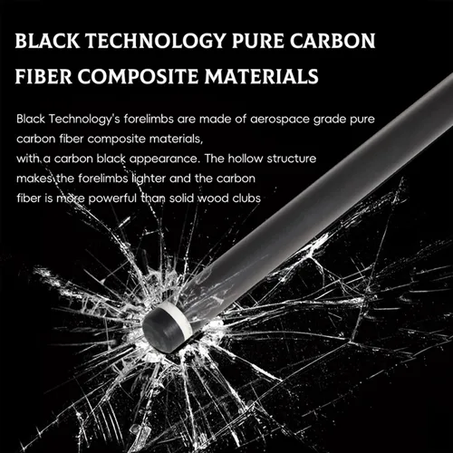 Vista 6 de 100% Carbon Fiber Shaft, Black Technology Shaft of Pool Cue Front Part for Billiard Play/Break/Snooker Cue Shaft with Foam- 737 mm,745mm,765mm