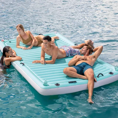 Vista 4 de INTEX 56289EP Salón de agua flotante inflable: asas de tela suave - portavasos integrados - amarres seguros - capacidad de peso de 880 libras - 122