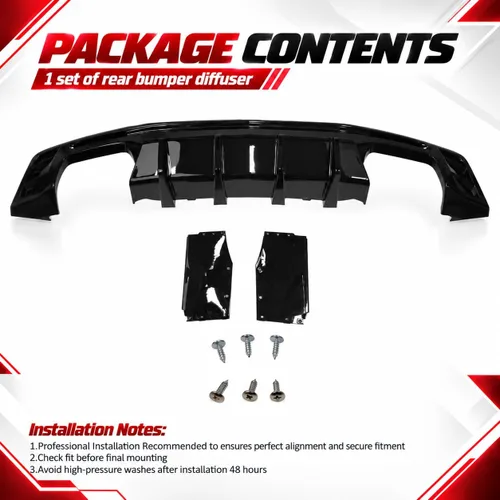 Vista 8 de Compatible con Chevrolet Camaro 2016-2024 (excepto el modelo ZL1) difusor Brillo negro