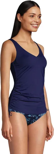 Vista 3 de Lands End Traje de baño tankini largo resistente al cloro ajustable con cuello en V y aros para mujer