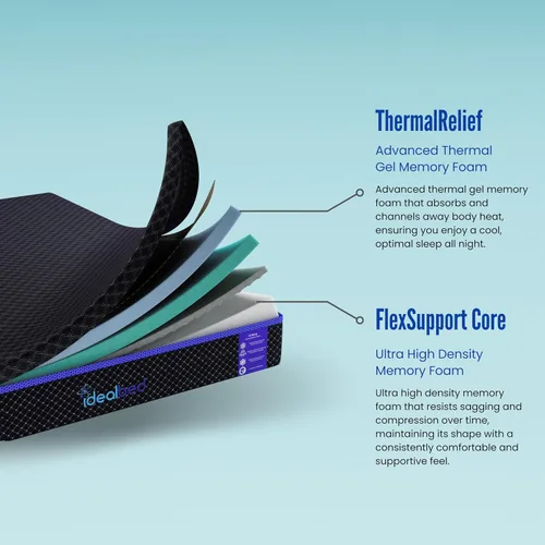Vista 3 de iDealBed G4 Nova - Colchón de espuma viscoelástica de lujo, soporte de alineación trasera, tecnología de alivio de presión flotante, tecnología