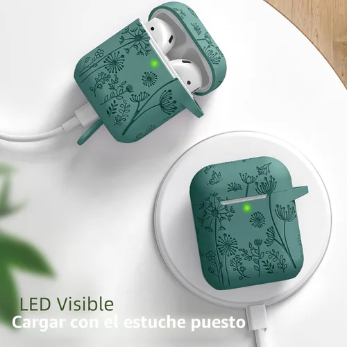 Vista 7 de Lerobo - Funda para AirPod de 2ª/1ª generación con llavero para mujeres y niñas Verde Pino