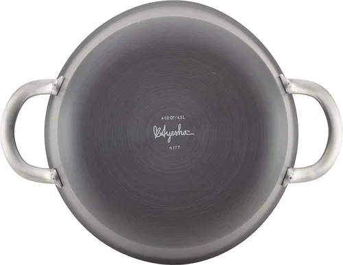 Vista 8 de Ayesha Curry Home Collection Sartén antiadherente anodizada dura con tapa, 4.5 cuartos de galón, gris carbón