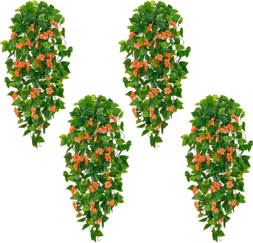 Vista 14 de BLEUM CADE Plantas colgantes falsas, 2pcs plantas colgantes artificiales en maceta, enredaderas de mandala falsas, plantas colgantes vegetación