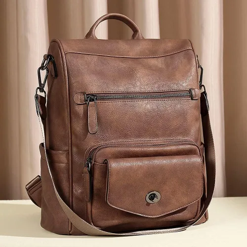 Vista 7 de CLUCI - Mochila de piel convertible para mujer bolsa de libros grande mochila antirrobo
