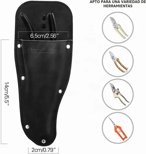 Vista 2 de Housolution Funda para Podadora de Jardín, Funda para Podadora, Funda de Cuero PU Premium, Estuche Protector Vaina para Tijeras de Podar de Negro