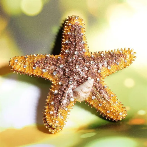 Vista 5 de Vals F estrella de mar Joyero con bisagras anillo con soporte pintado a mano figura coleccionable