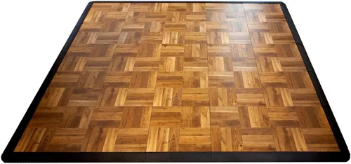 Vista 16 de Big Floors 3X3DKMAPLEFLOOR Kit de piso de baile modular entrelazado de plástico liviano (3' x 3'), roble oscuro, 21 piezas