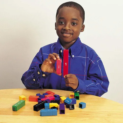 Vista 3 de Learning Resources Fraction Tower Fraction Cubes, bloques para niños, juego de 51 piezas, a partir de 6 años