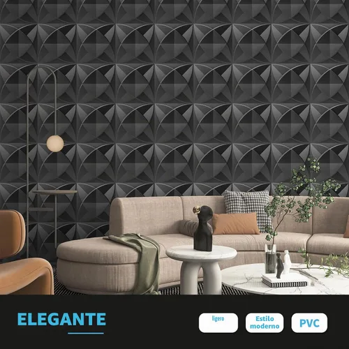Vista 2 de Art3d Paneles decorativos texturizados de PVC 3D para decoración de paredes interiores en sala de estar, dormitorio en negro, paquete de 33