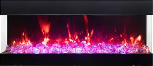 Vista 5 de Amantii TRV-85-BESPOKE Tru View Bespoke - Chimenea eléctrica de 3 caras para interiores y exteriores de 85 pulgadas con WiFi, Bluetooth, altavoz