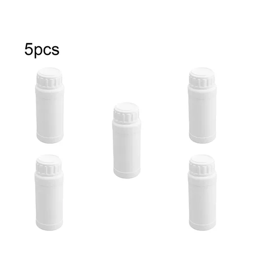 Vista 7 de Bettomshin 5 botellas de plástico PE de 3.4 fl oz (grado alimenticio) con tapas, botella de muestra de laboratorio, botellas de plástico de boca