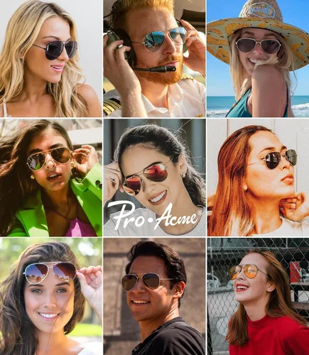 Vista 2 de Pro Acme Gafas de sol clásicas polarizadas de aviador para mujeres y hombres, marco piloto de metal ligero con protección UV400 de 2.283 in