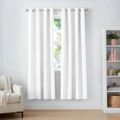Vista 9 de Amazon Basics Cortina de ventana opaca bloqueadora de luz para oscurecer la habitación con 2 paneles con ojales, para sala de estar y dormitorio, 52