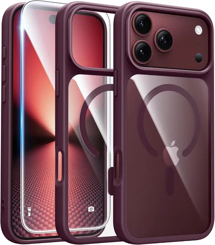 Vista 30 de FNTCASE - Funda magnética para iPhone 16, color negro transparente claro negro