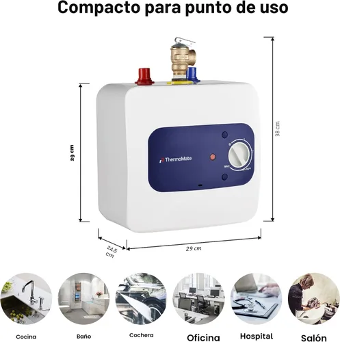 Vista 5 de ThermoMate Calentador de agua eléctrico con mini tanque, 1.32 galones, pequeño calentador de agua debajo del fregadero para punto de uso, agua