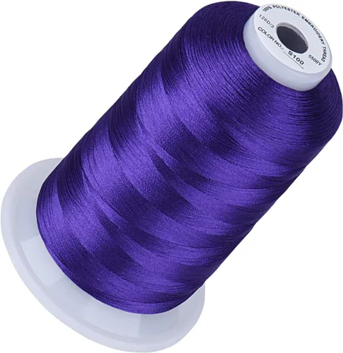 Vista 53 de Simthread 5500 yardas de hilo de bordar, 5000M de alto rendimiento 40WT 100% hilo de poliéster – 170+ colores vívidos, clasificado de alta velocidad