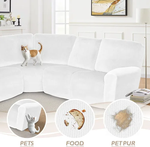 Vista 183 de Arfntevss Fundas de sofá seccional reclinable de terciopelo, Funda de sofá seccional de esquina para sofá reclinable, Funda elástica suave