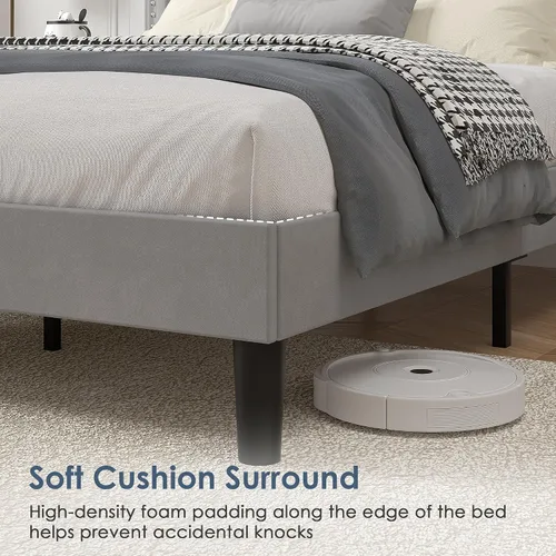 Vista 43 de VECELO Base de cama de plataforma de tamaño individual con cabecera tapizada de altura ajustable, base de colchón moderna, soporte de listones