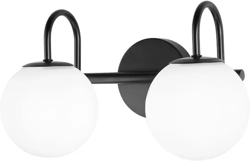 Vista 11 de Moderno aplique de pared para dormitorio, latón cepillado, lámpara de pared interior de globo blanco leche, lámpara de pared de vidrio para baño