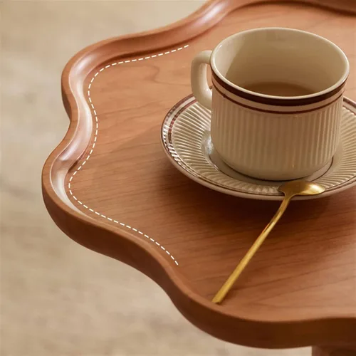 Vista 2 de Mesa de té para sala de estar, mesa auxiliar de madera moderna, sala de estar, sofá, mesa auxiliar pequeña, dormitorio, mesita de noche, oficina
