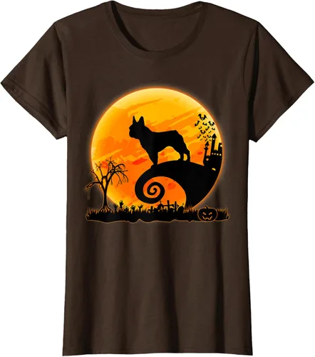 Vista 18 de Camiseta divertida de disfraz de Halloween para perro y luna de Bulldog francés, Negro, S