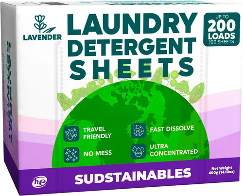 Vista 7 de Sudstainables Hojas de detergente para ropa de 200 cargas: hoja de lavandería soluble para lavadoras, alternativa compacta al detergente líquido