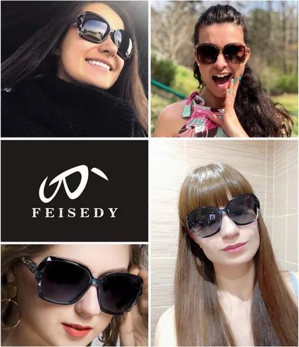 Vista 40 de FEISEDY - gafas de sol polarizadas para mujer, marco compuesto brillante B2289